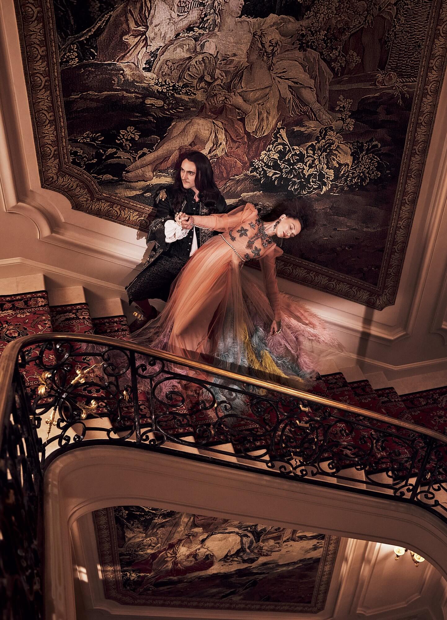 巴黎丽兹酒店 Ritz Paris 法式新古典 楼梯 《VOGUE》杂志2016年6月 时尚大片